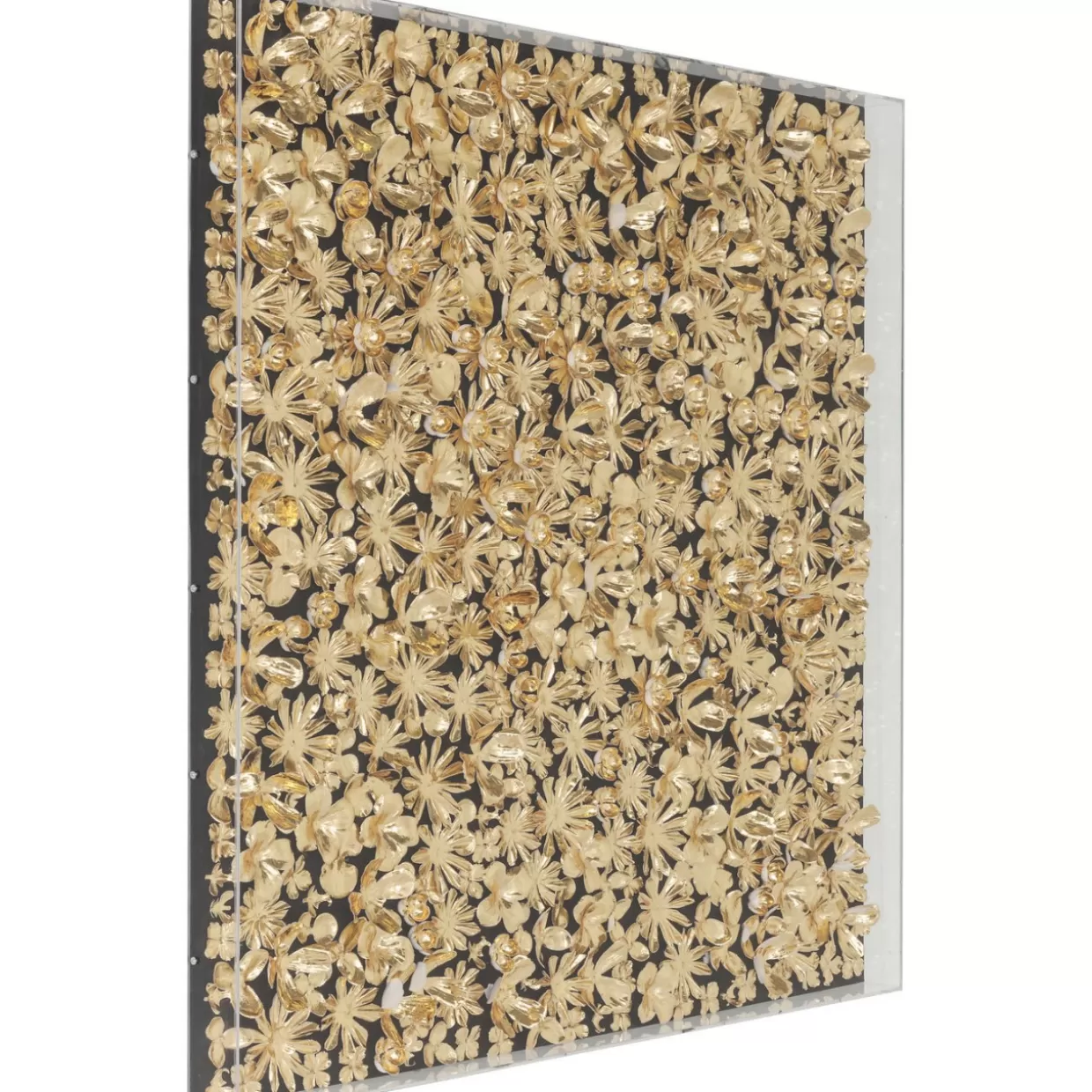 Cornice Decorativa Moderna con Fiore Dorato - Quadro per Arredamento Elegante, Formato 120x120 cm | KARE Design