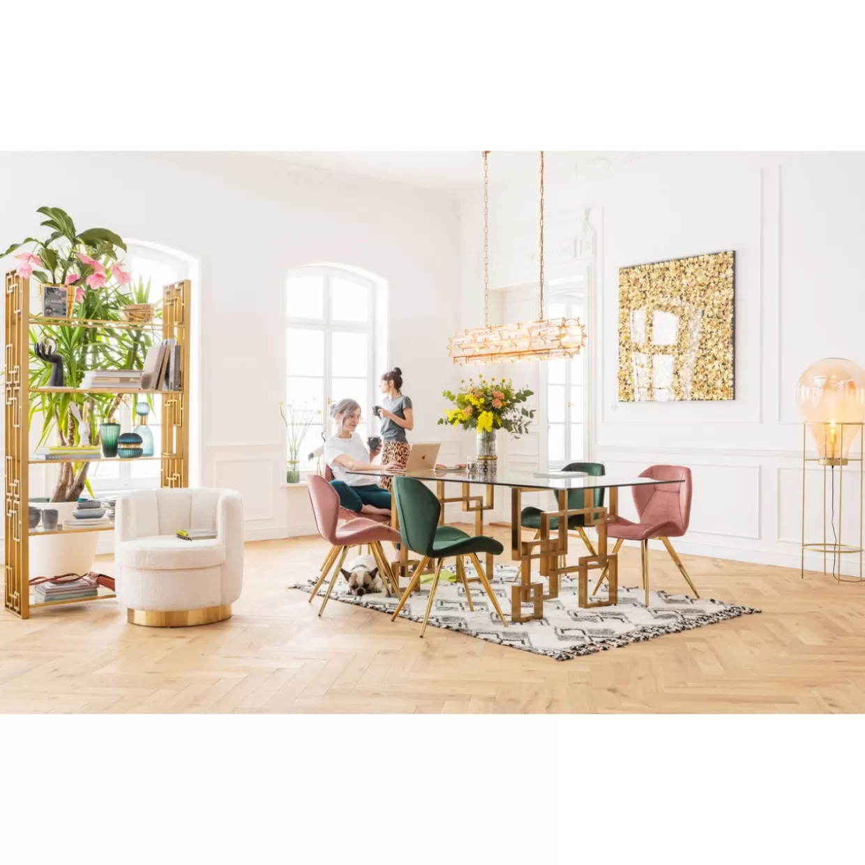 Cornice Decorativa Moderna con Fiore Dorato - Quadro per Arredamento Elegante, Formato 120x120 cm | KARE Design