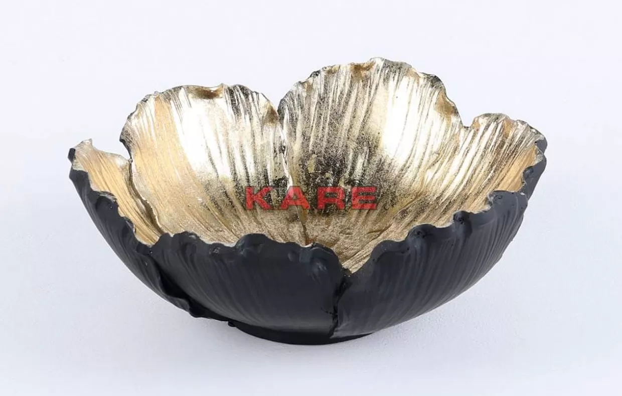 Ciotola Decorativa Boccioli Floreali in Nero e Oro - Diametro 25 cm per Centrotavola Moderni | Design Essenziale KARE 

（：，，，，）