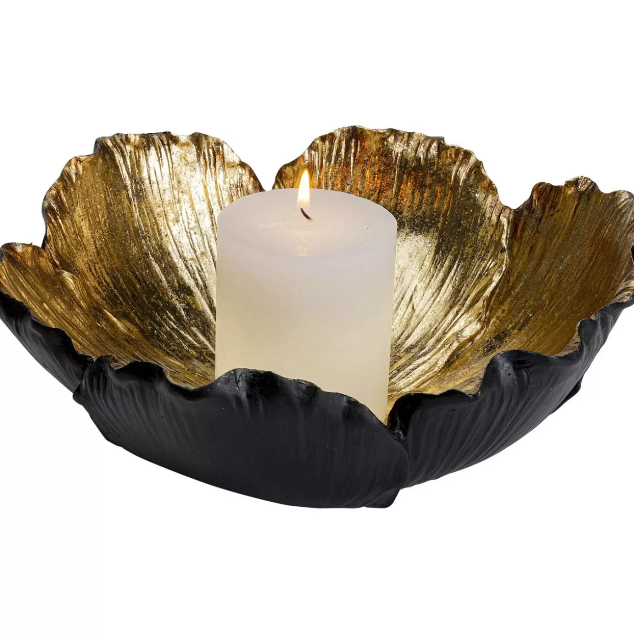 Ciotola Decorativa Boccioli Floreali in Nero e Oro - Diametro 25 cm per Centrotavola Moderni | Design Essenziale KARE 

（：，，，，）