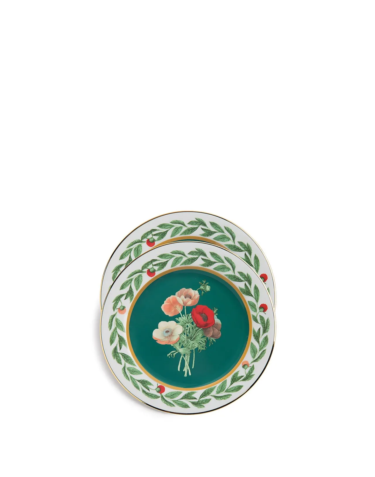 Set Esclusivo La DoubleJ: Coppia di Piattini da Dessert Posie con Decorazioni Botaniche - Ideali per Tavole Impeccabili