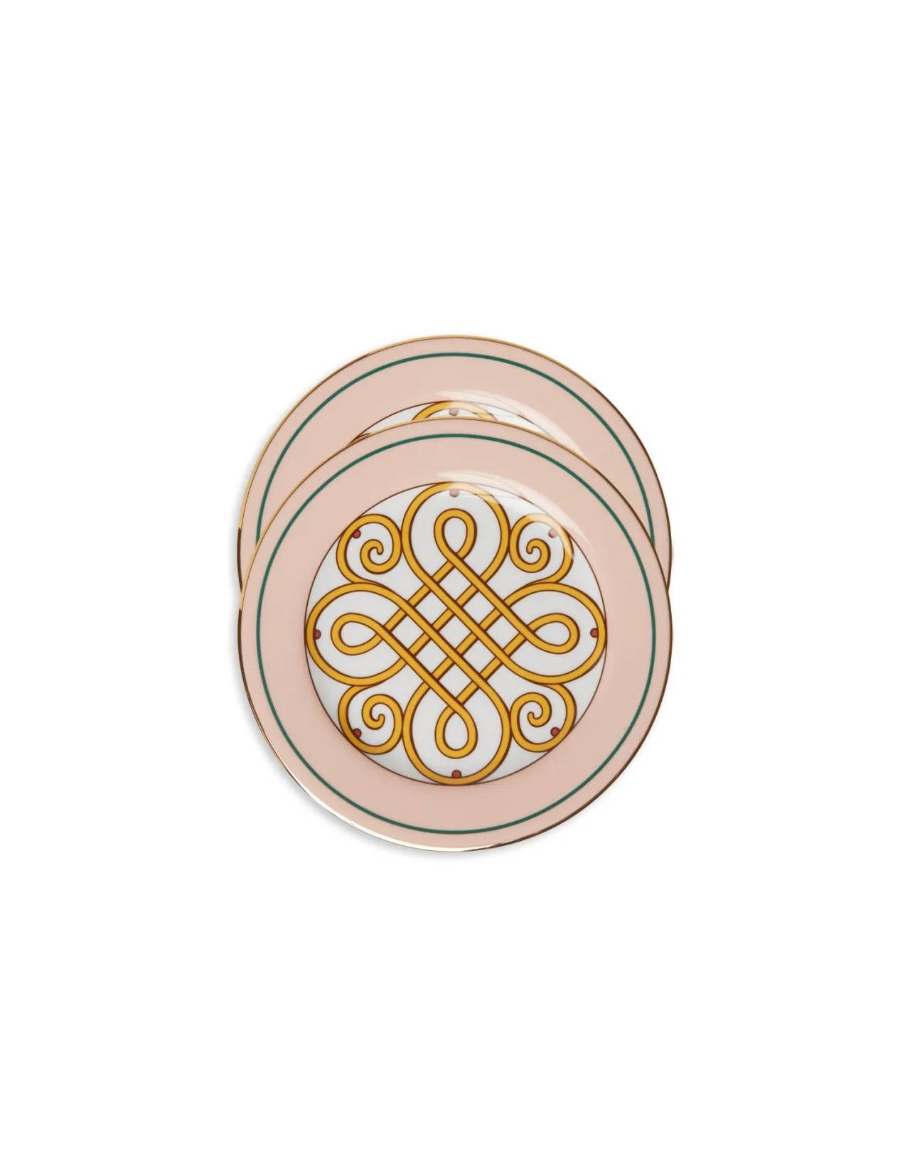 La DoubleJ - Piattini da Dolce in Porcellana, Coppia, Tonalità Cortile Pink - Edizione Elegante