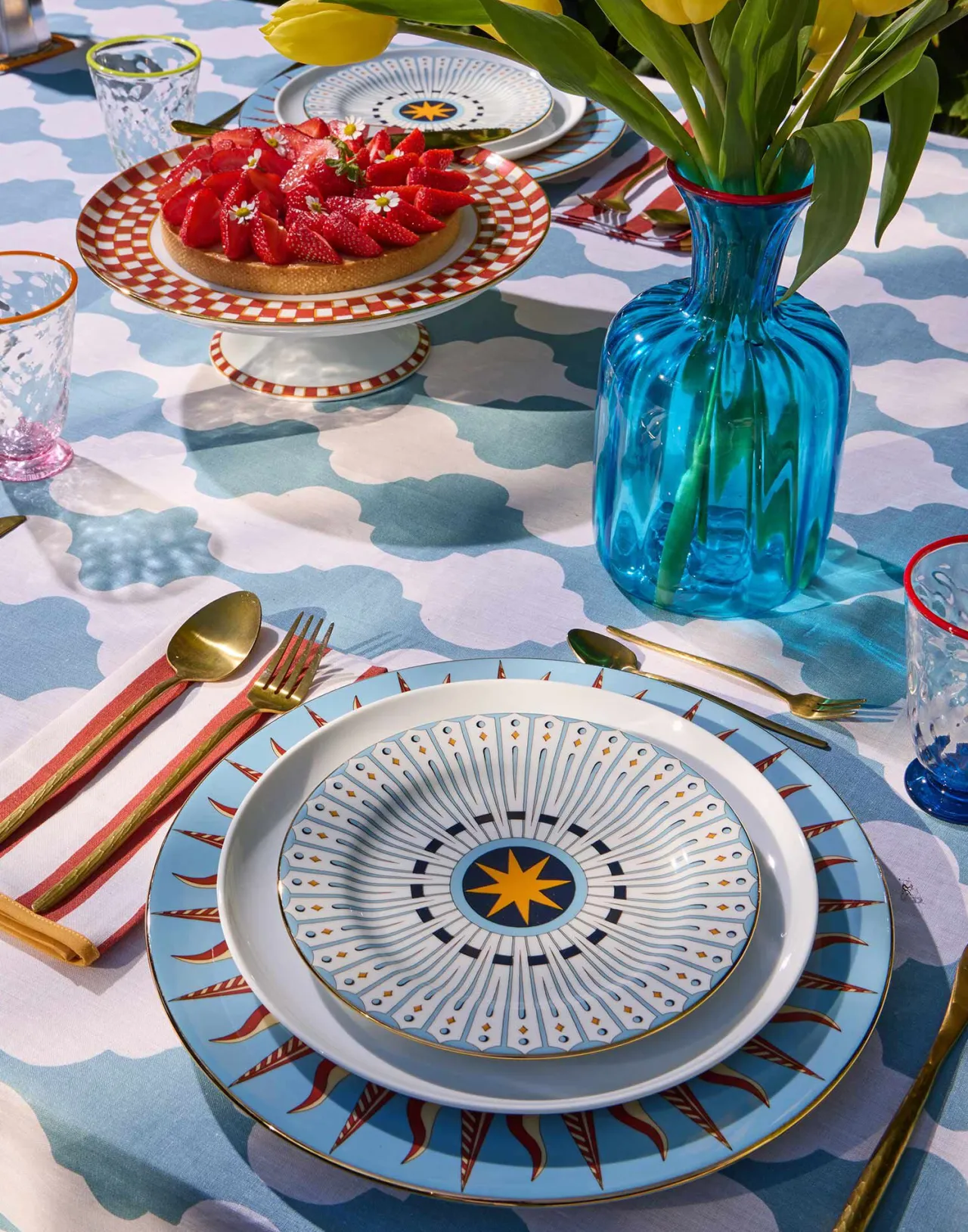 Coppia Elegante di Piatti da Dolce La DoubleJ - Porcellana Blu Cielo Feria (Offerta Temporanea)