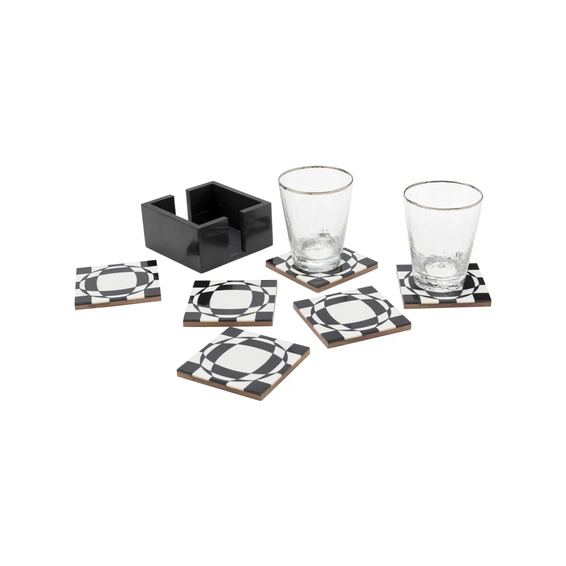 Fashion Dessous De Verre Miracle Noirs Et Blancs Set De 6   Vaisselle