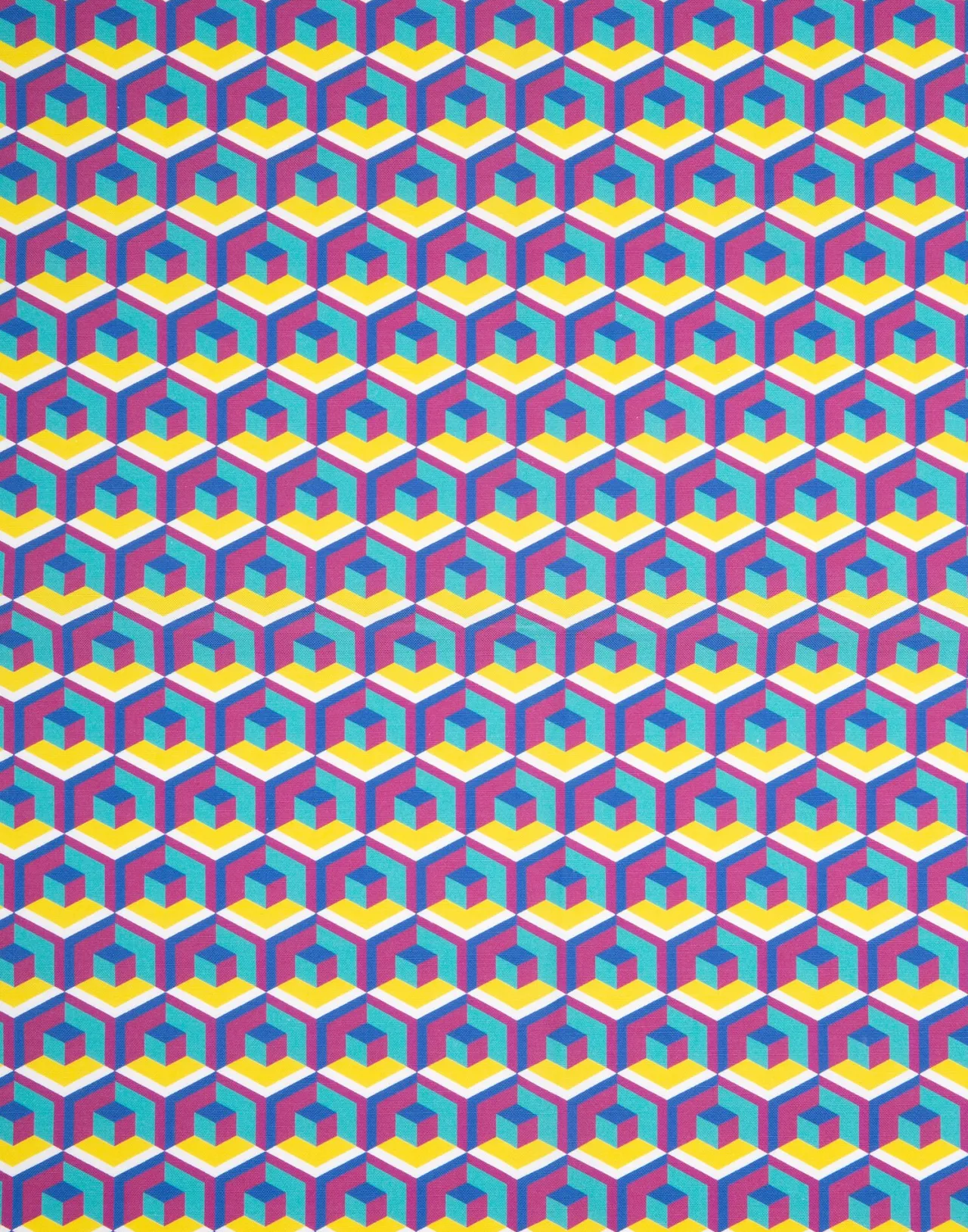 Asciugapiatti Elegante La DoubleJ - Design con Motivo Cubi in Giallo e Fucsia, Realizzato in Puro Cotone (50x70 cm)