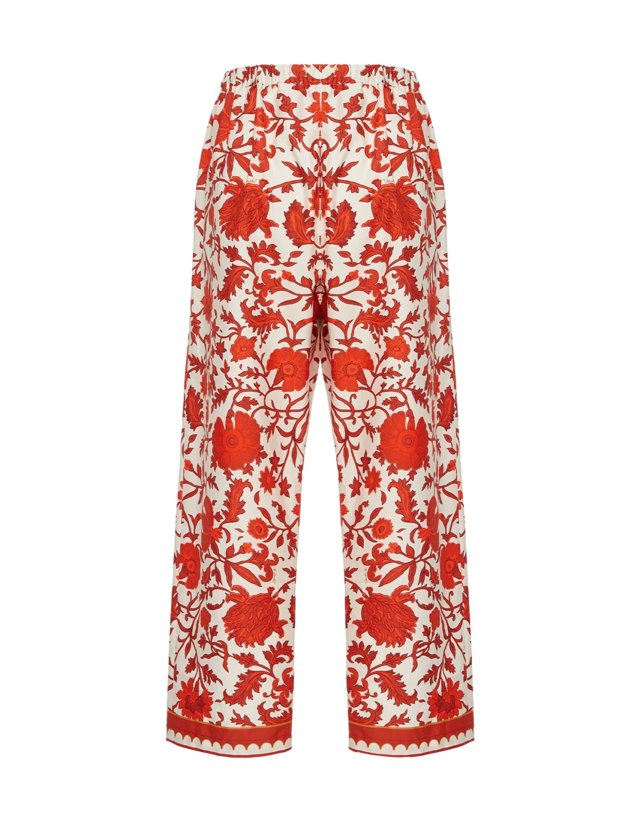 La DoubleJ - Pantaloni Estivi con Coulisse Dragonflower Mini in Popeline Leggera - Rosso Acceso con Stile Unico