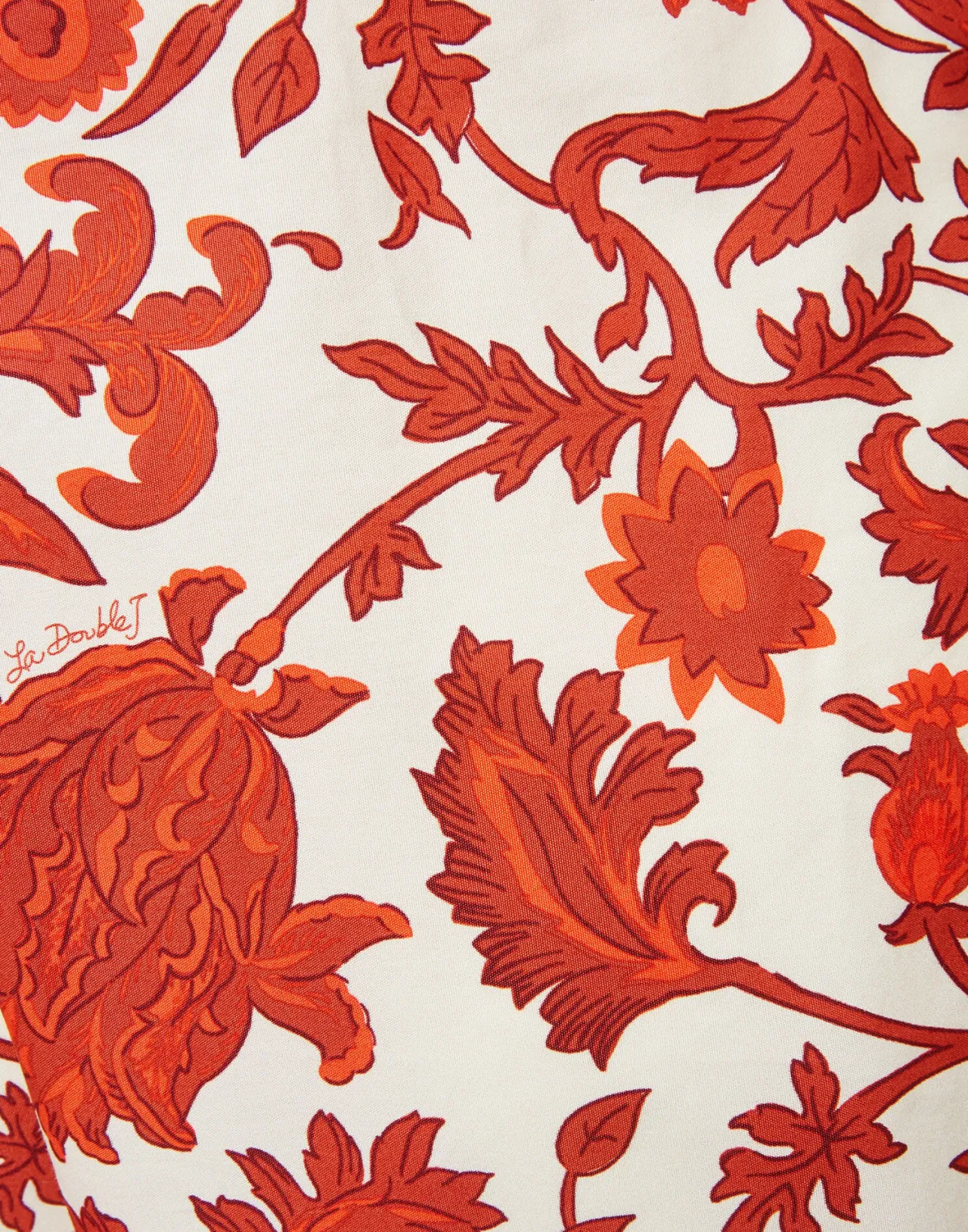 La DoubleJ - Pantaloni Estivi con Coulisse Dragonflower Mini in Popeline Leggera - Rosso Acceso con Stile Unico