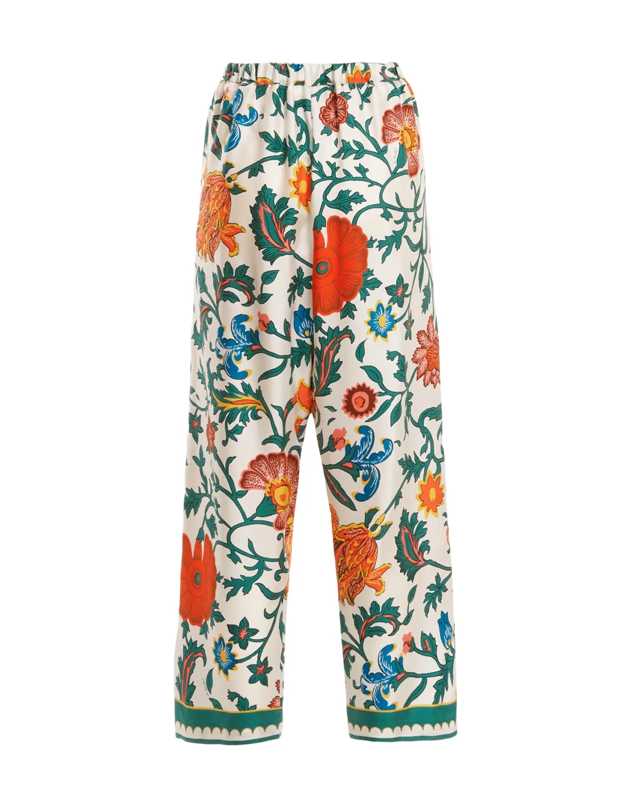 Pantalone in Seta Twill con Coulisse - Fantasia Dragonflower Multicolore Edizione Speciale La DoubleJ