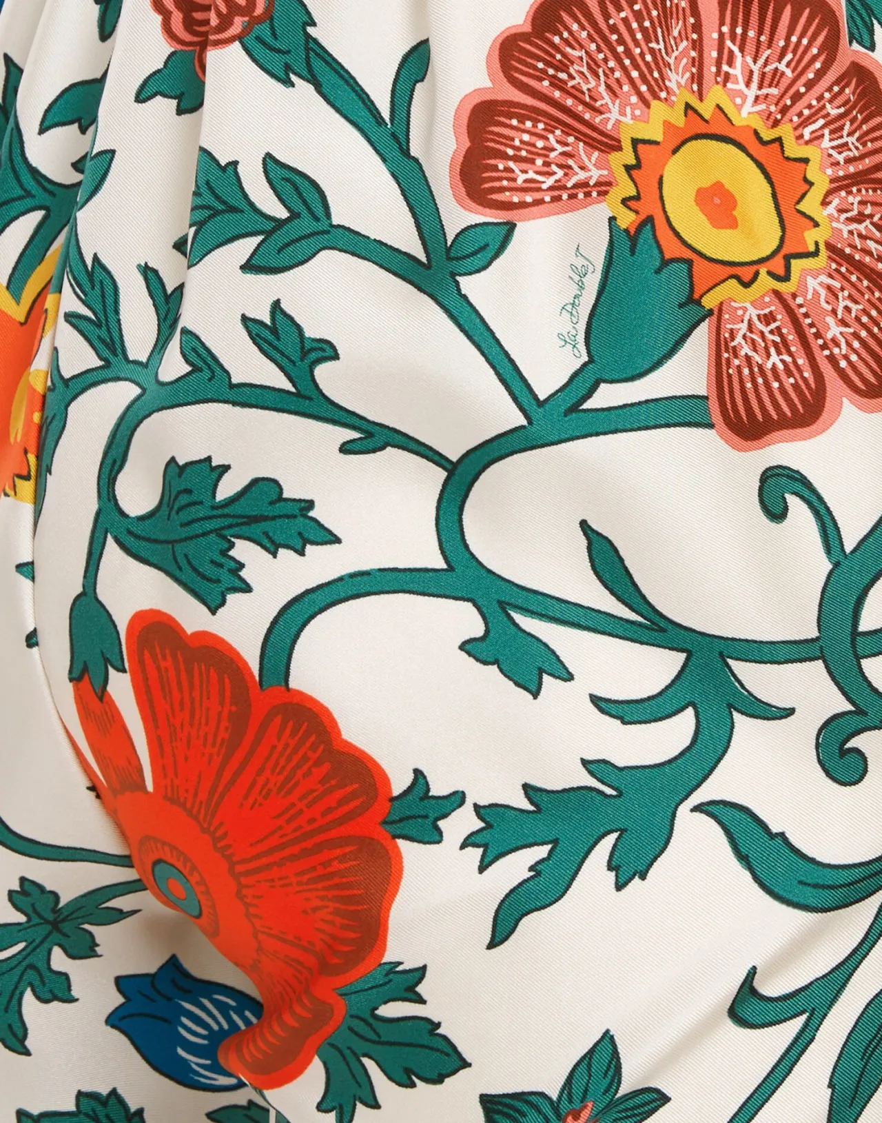 Pantalone in Seta Twill con Coulisse - Fantasia Dragonflower Multicolore Edizione Speciale La DoubleJ