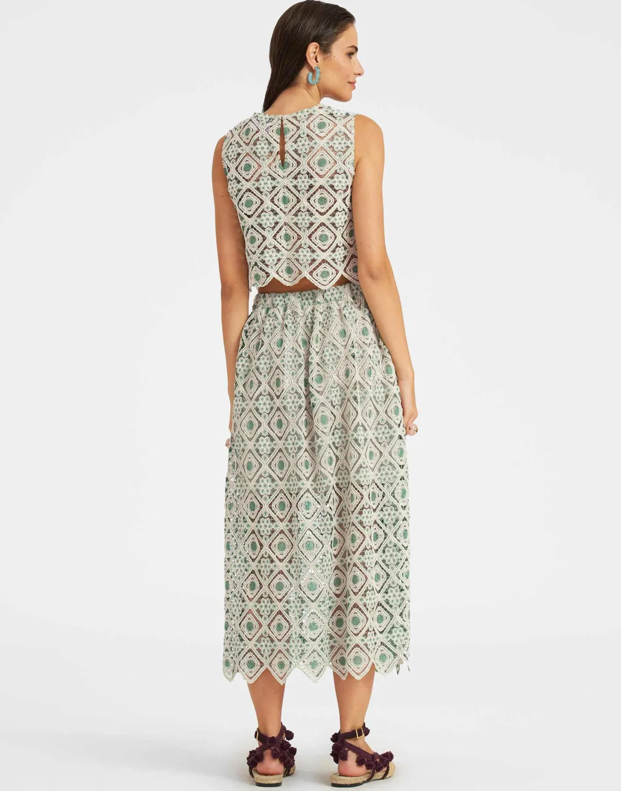 Gonna con Coulisse La DoubleJ in Macramè - Tonalità Crema Acqua, Stile Boho Chic e Prezzo Conveniente