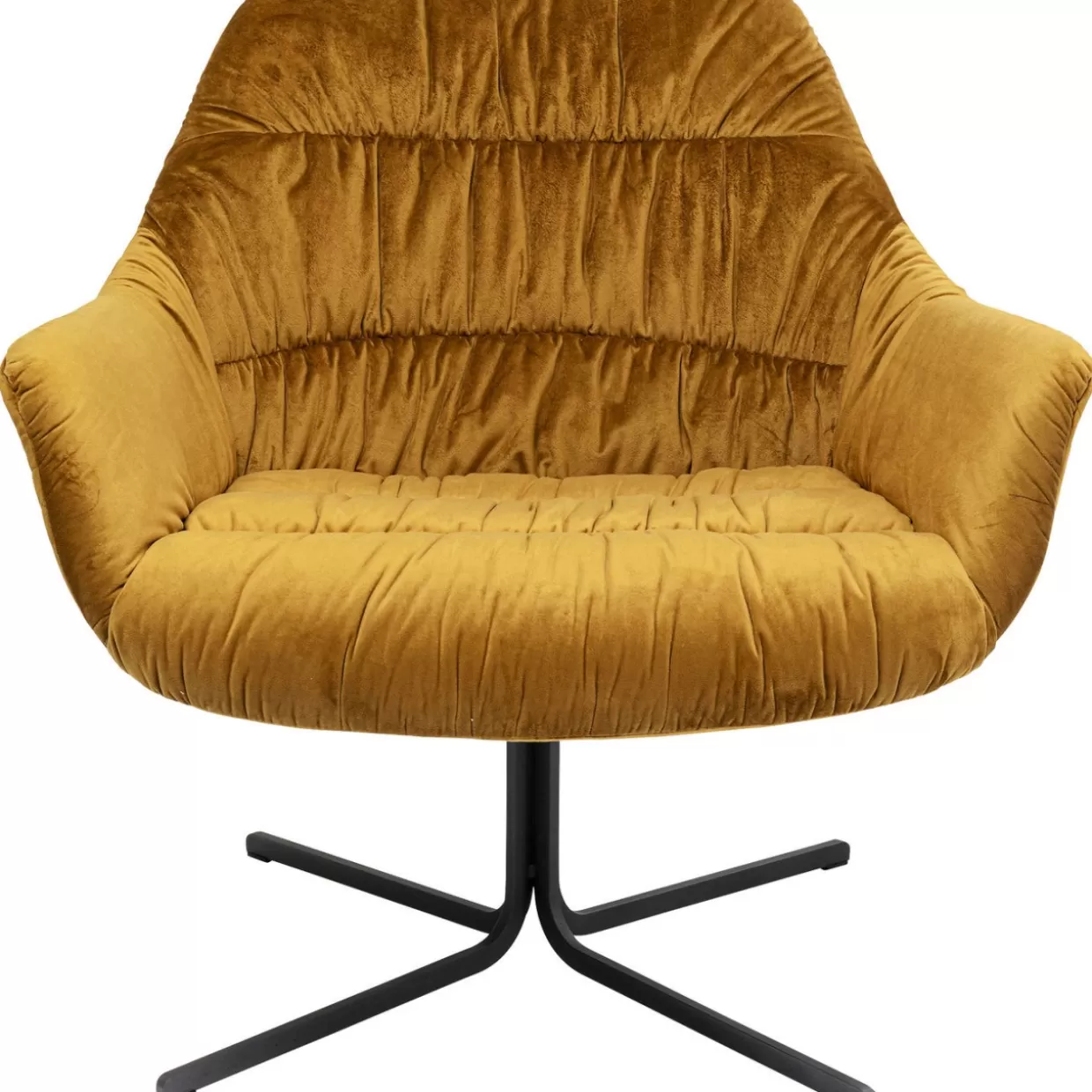 KARE DESIGN Poltrona Bristol Iconica - Seduta Girevole 360° in Ecopelle Senape