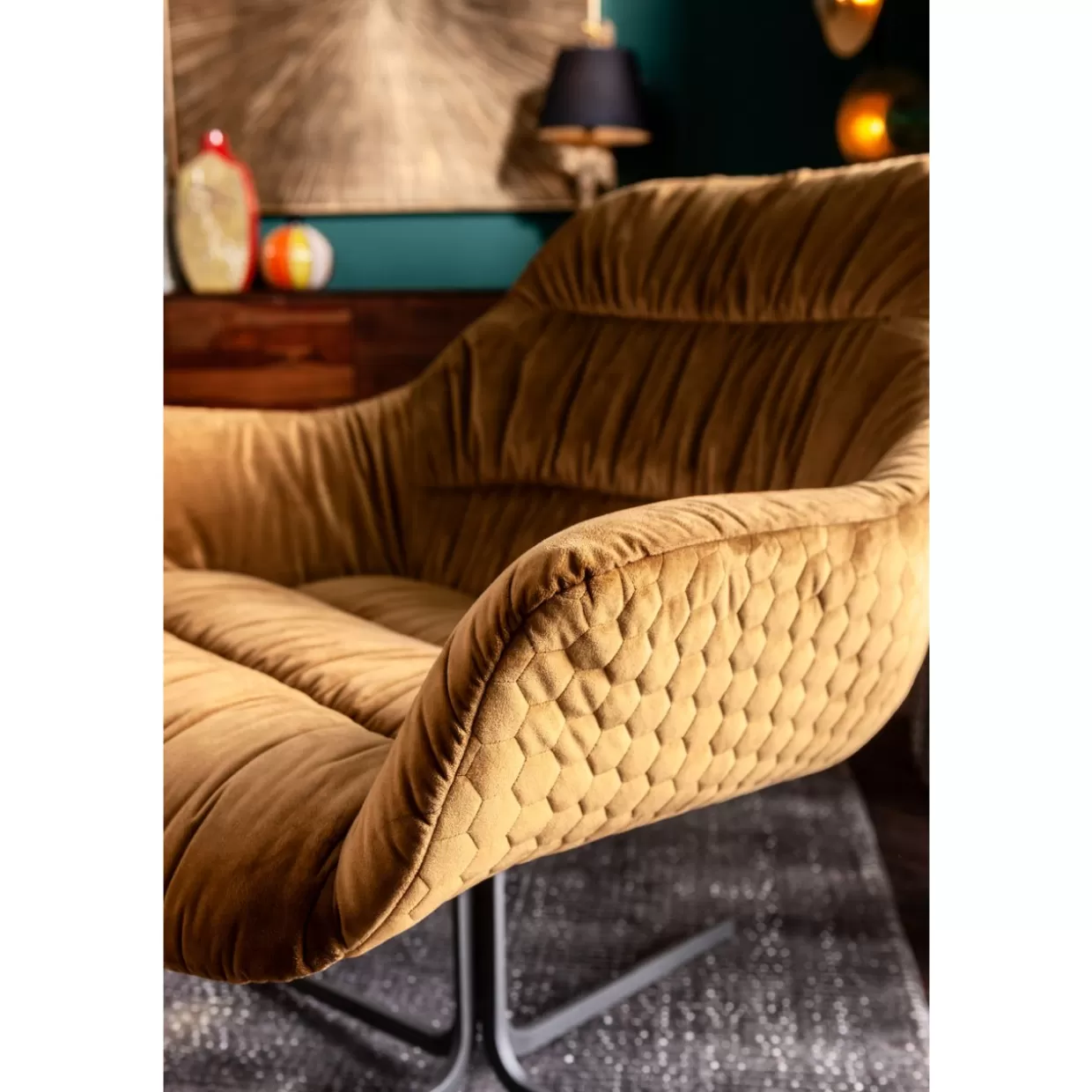 KARE DESIGN Poltrona Bristol Iconica - Seduta Girevole 360° in Ecopelle Senape