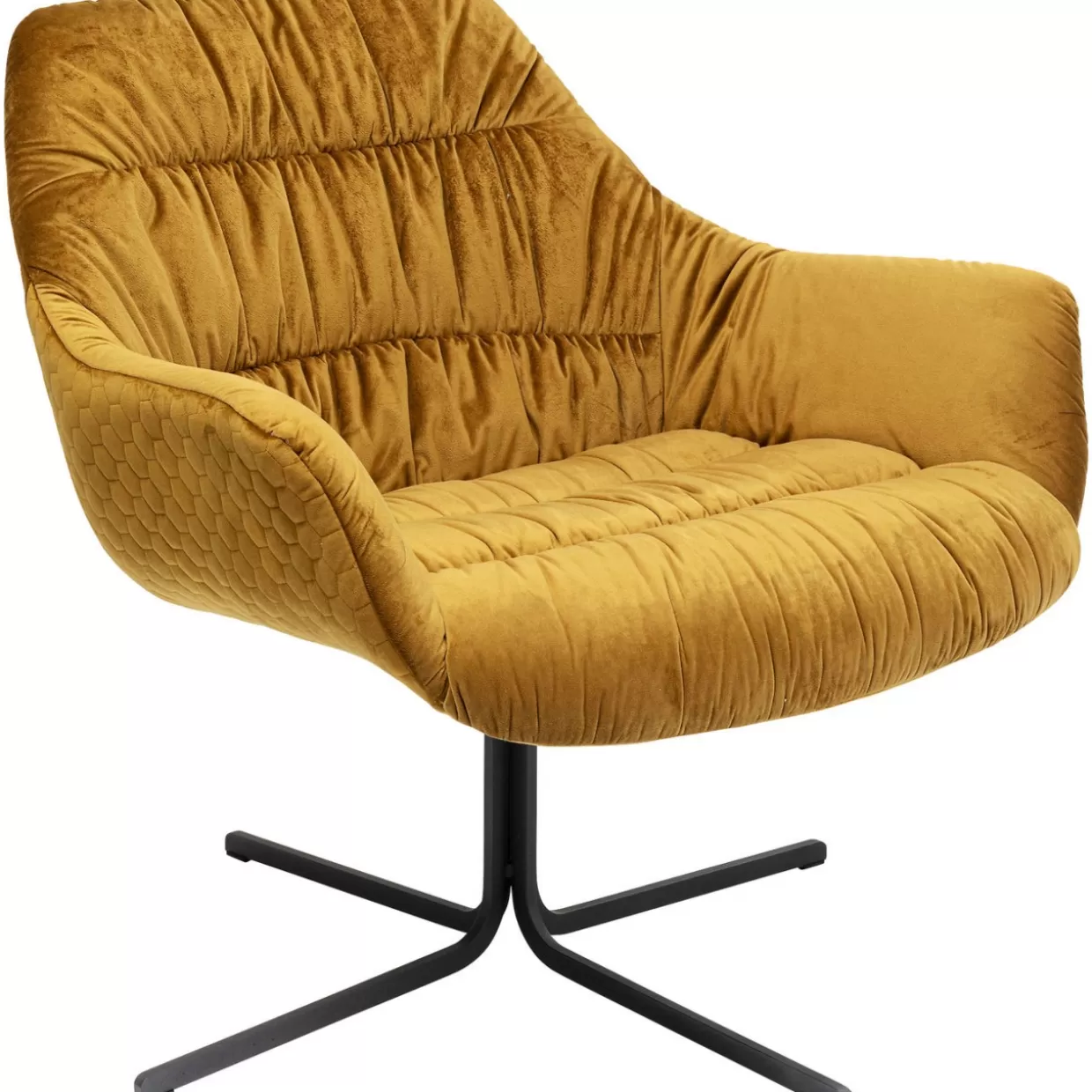 KARE DESIGN Poltrona Bristol Iconica - Seduta Girevole 360° in Ecopelle Senape
