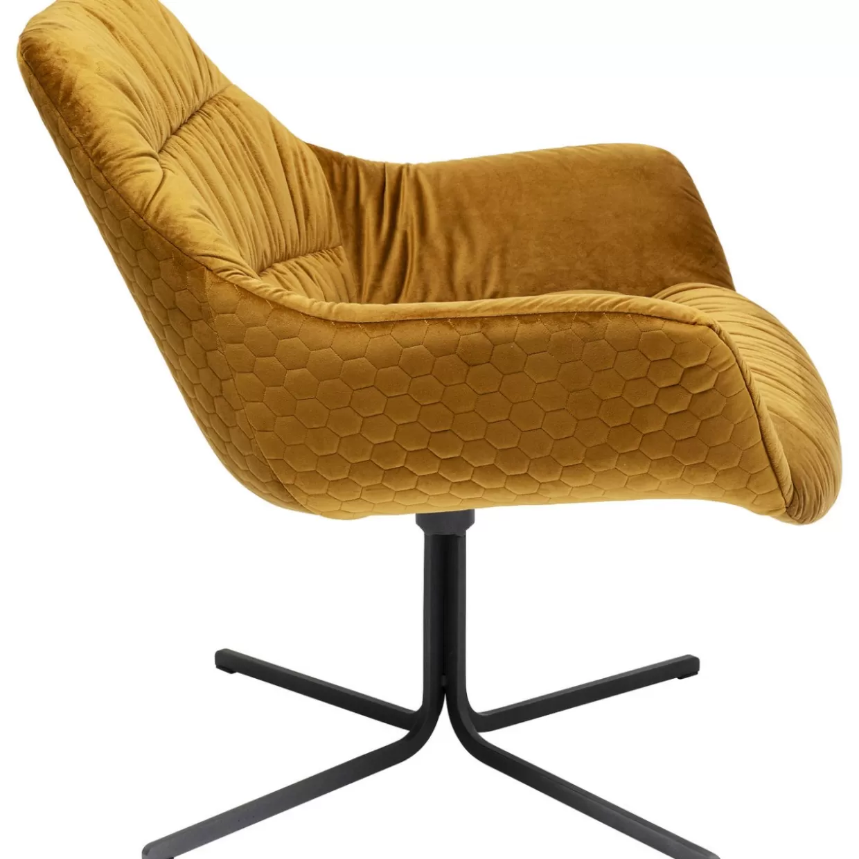KARE DESIGN Poltrona Bristol Iconica - Seduta Girevole 360° in Ecopelle Senape