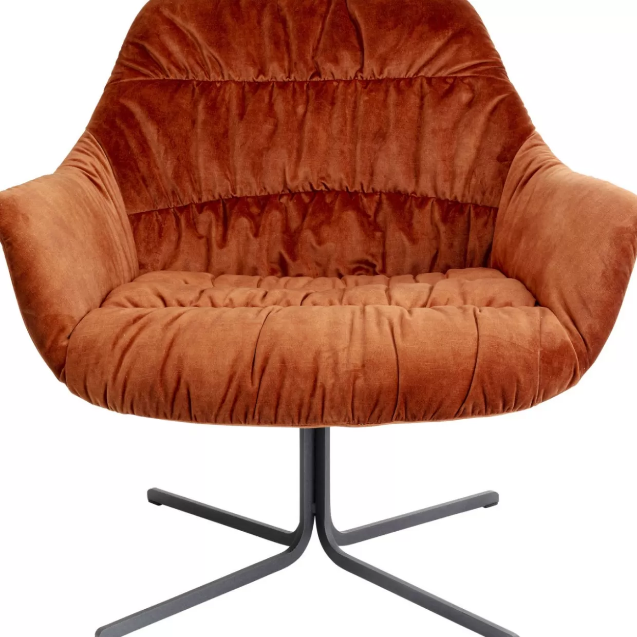 KARE Design - Poltrona Girevole Bristol con Rivestimento in Tonalità Ruggine, Design Accattivante e Confortevole per Arredamento Moderno