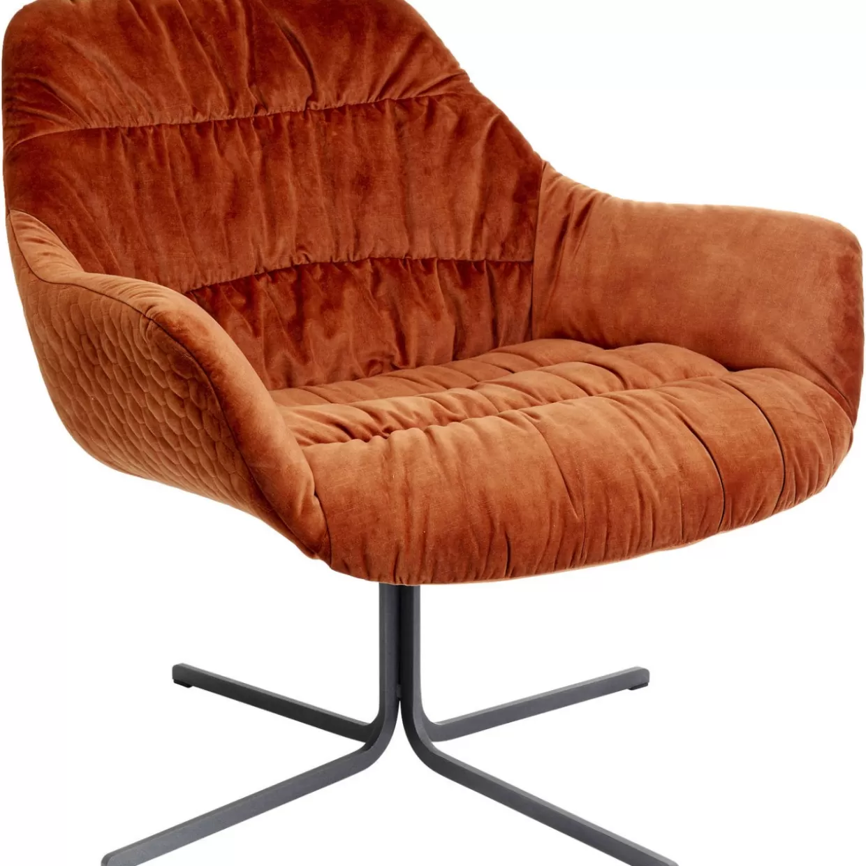 KARE Design - Poltrona Girevole Bristol con Rivestimento in Tonalità Ruggine, Design Accattivante e Confortevole per Arredamento Moderno
