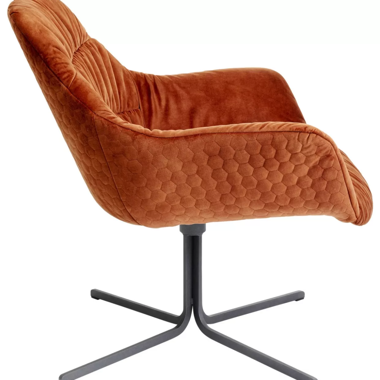 KARE Design - Poltrona Girevole Bristol con Rivestimento in Tonalità Ruggine, Design Accattivante e Confortevole per Arredamento Moderno