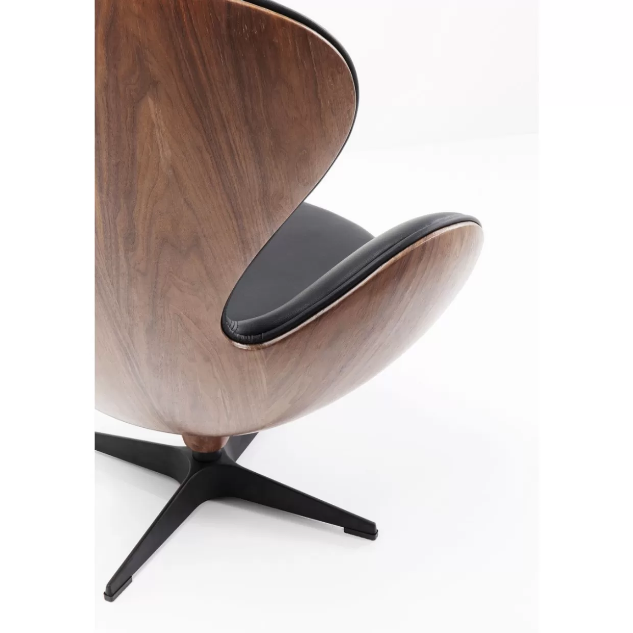 KARE Design Poltrona Girevole con Rivestimento in Noce Nero - Seduta Confortevole per Salotto, Design Elegante che Unisce Estetica e Praticità
