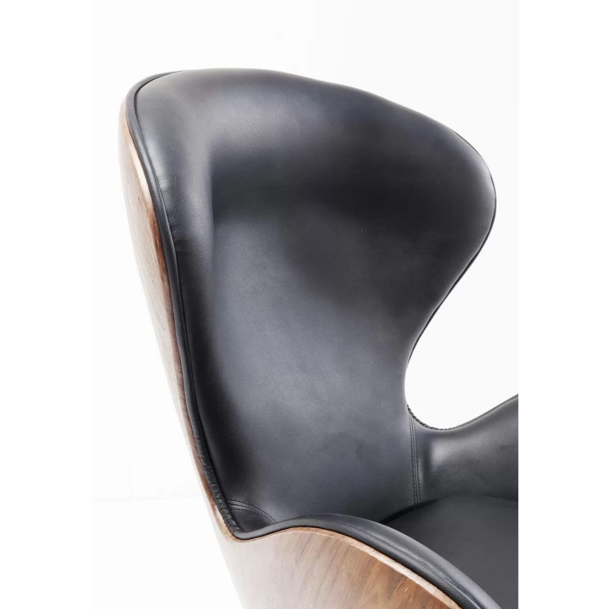KARE Design Poltrona Girevole con Rivestimento in Noce Nero - Seduta Confortevole per Salotto, Design Elegante che Unisce Estetica e Praticità