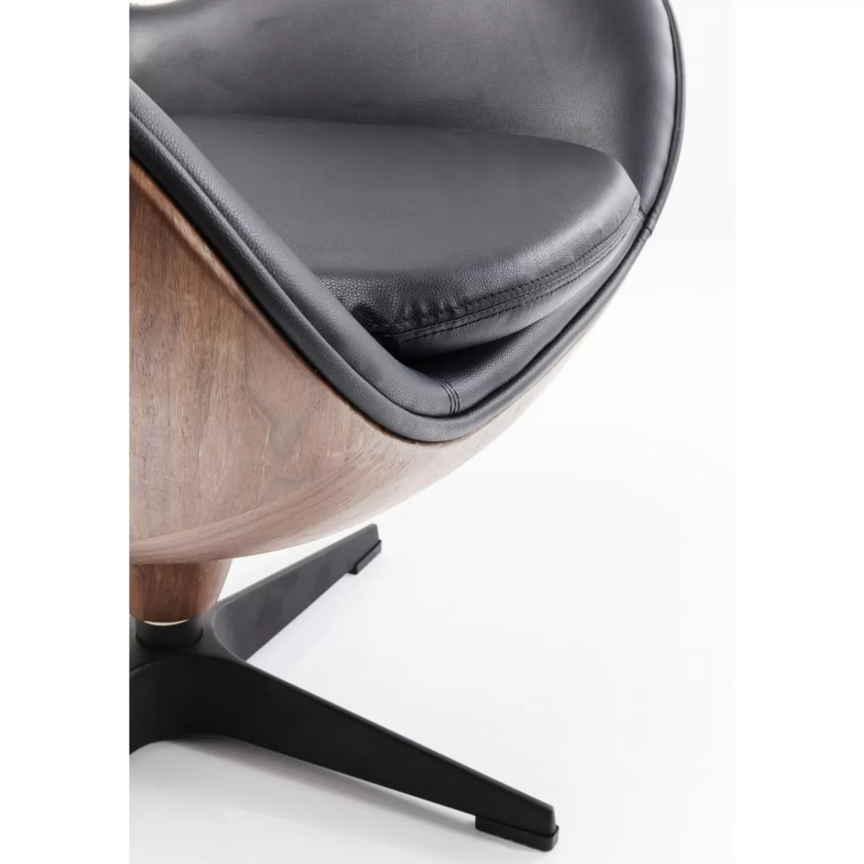 KARE Design Poltrona Girevole con Rivestimento in Noce Nero - Seduta Confortevole per Salotto, Design Elegante che Unisce Estetica e Praticità