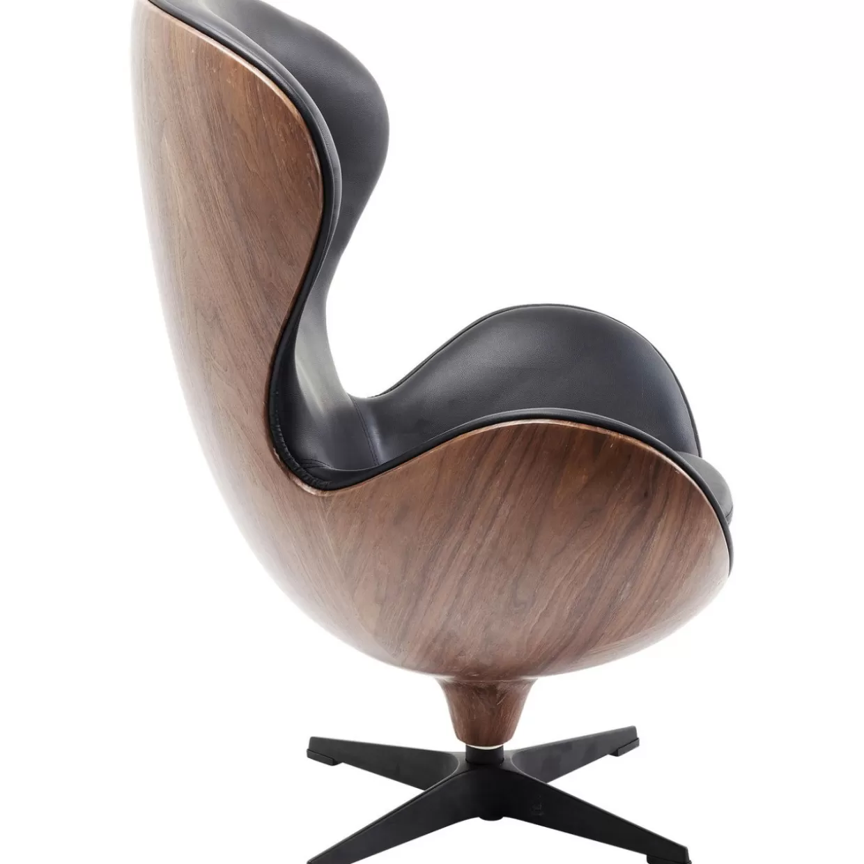 KARE Design Poltrona Girevole con Rivestimento in Noce Nero - Seduta Confortevole per Salotto, Design Elegante che Unisce Estetica e Praticità