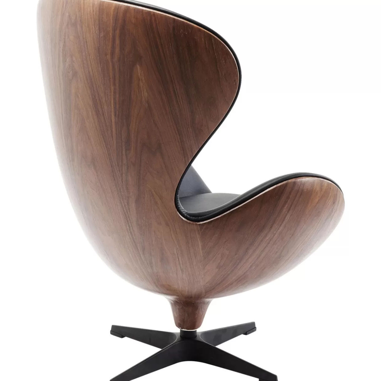 KARE Design Poltrona Girevole con Rivestimento in Noce Nero - Seduta Confortevole per Salotto, Design Elegante che Unisce Estetica e Praticità