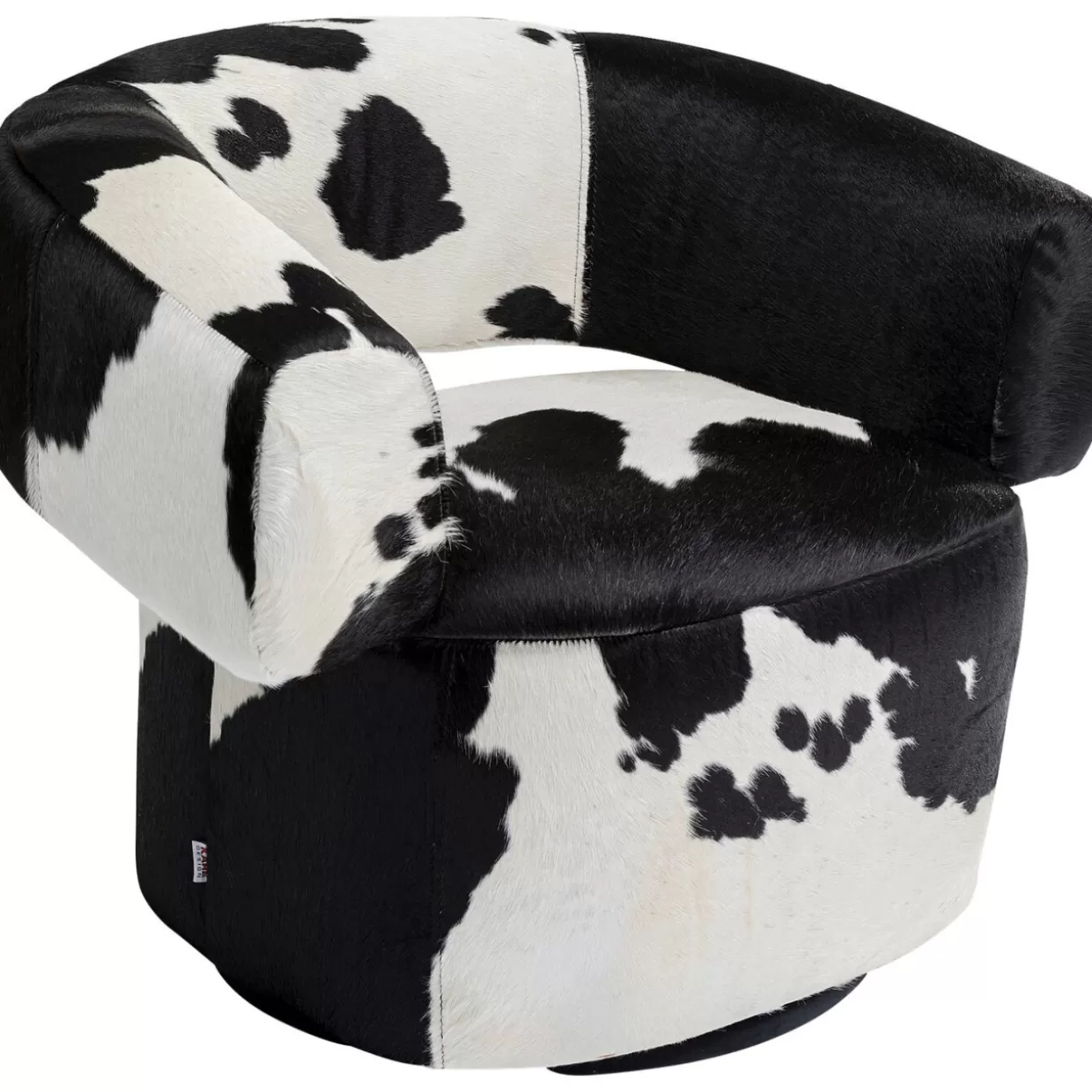 KARE Design Poltrona Girevole Maye Cow - Design Moderno con Stampa Zebrata, Comodità Avvolgente e Dettagli Artistici per Soggiorno Chic