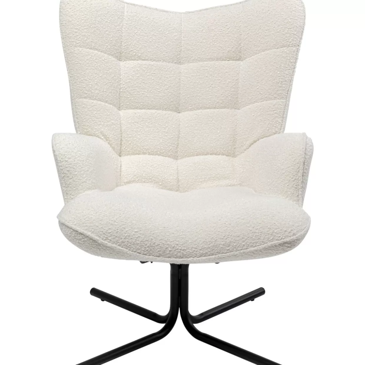 Poltrona Oscar Girevole KARE Design - Rivestimento in Bouclé Confortevole, Tonalità Crema con Design Accogliente