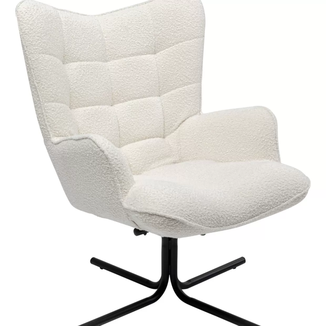 Poltrona Oscar Girevole KARE Design - Rivestimento in Bouclé Confortevole, Tonalità Crema con Design Accogliente