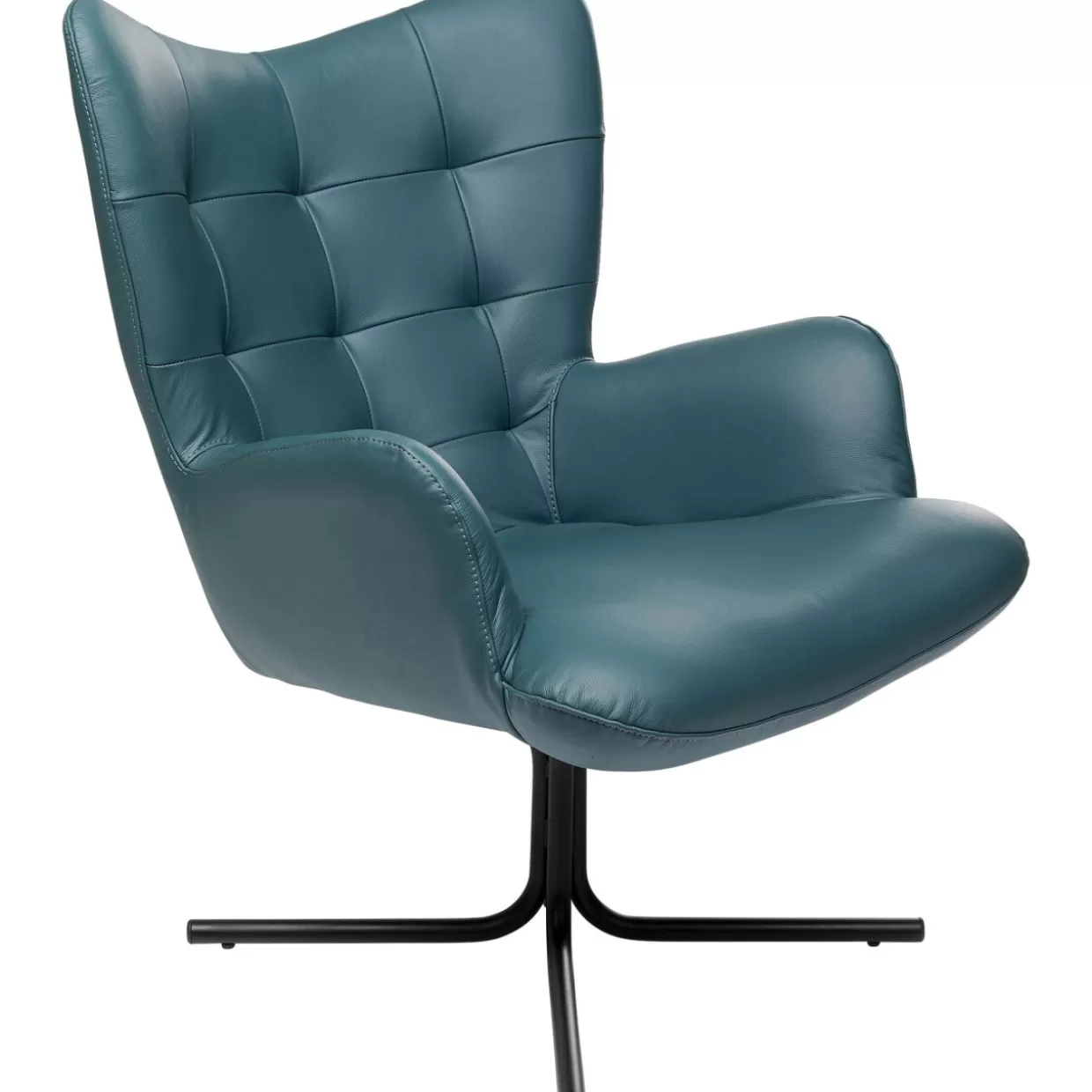 Poltrona Girevole Oscar Rivestita in Pelle Blu – Design Esclusivo KARE