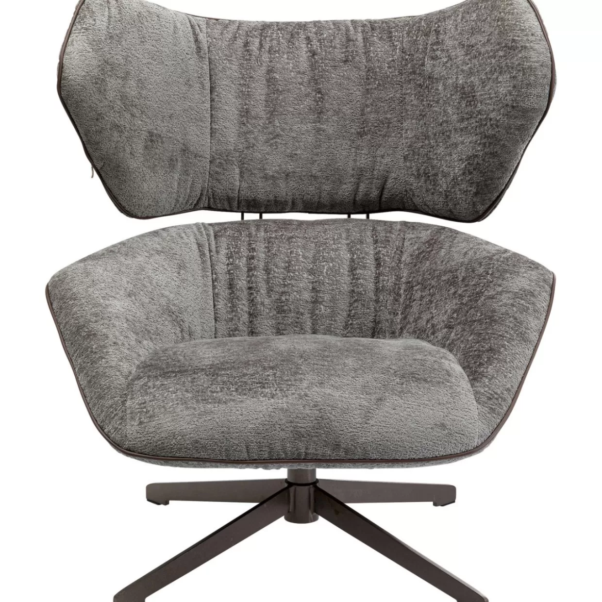 KARE Design Poltrona Girevole Elegante - Stile Ufficio Ovale con Rivestimento in Pelle