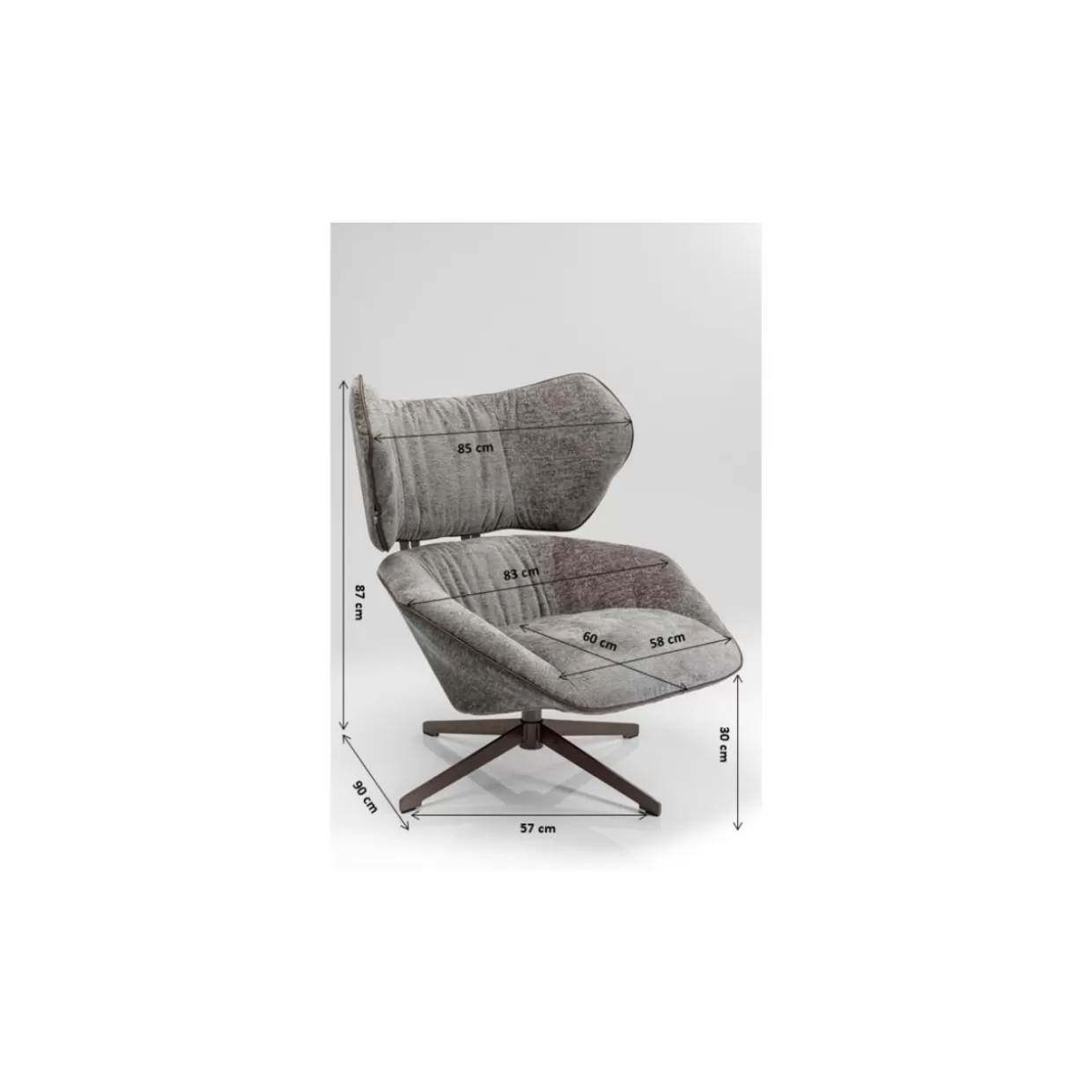 KARE Design Poltrona Girevole Elegante - Stile Ufficio Ovale con Rivestimento in Pelle