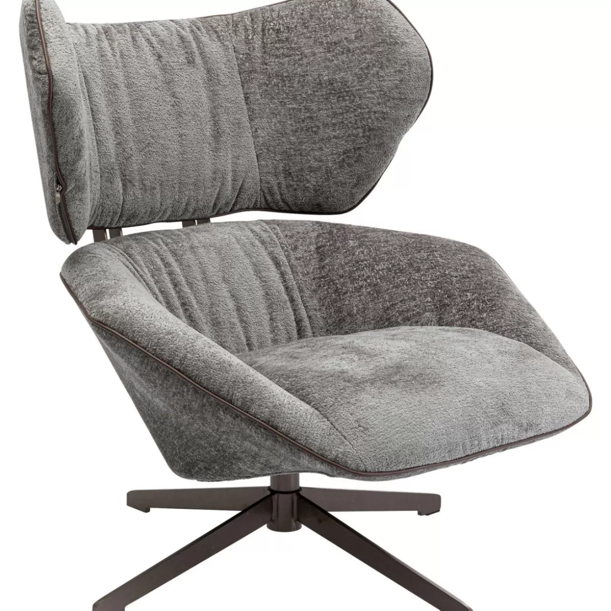 KARE Design Poltrona Girevole Elegante - Stile Ufficio Ovale con Rivestimento in Pelle