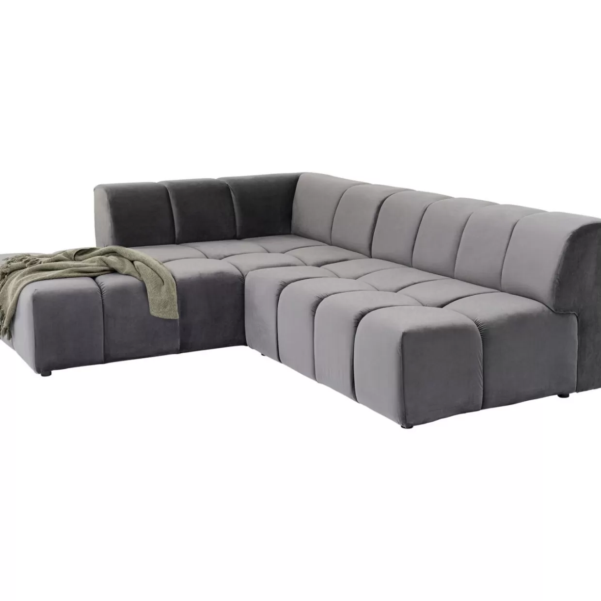 Divano Angolare Belami Grigio KARE Design - Modello Sinistro con Rivestimento Morbido