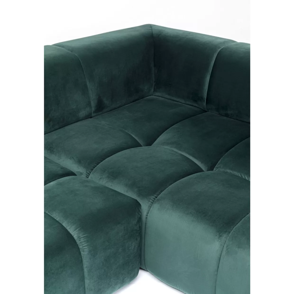 KARE Design - Divano Angolare Belami in Velluto Verde Foresta, Modulare Angolo Destro 265 cm - Sofà Elegante con Rivestimento Morbido

（