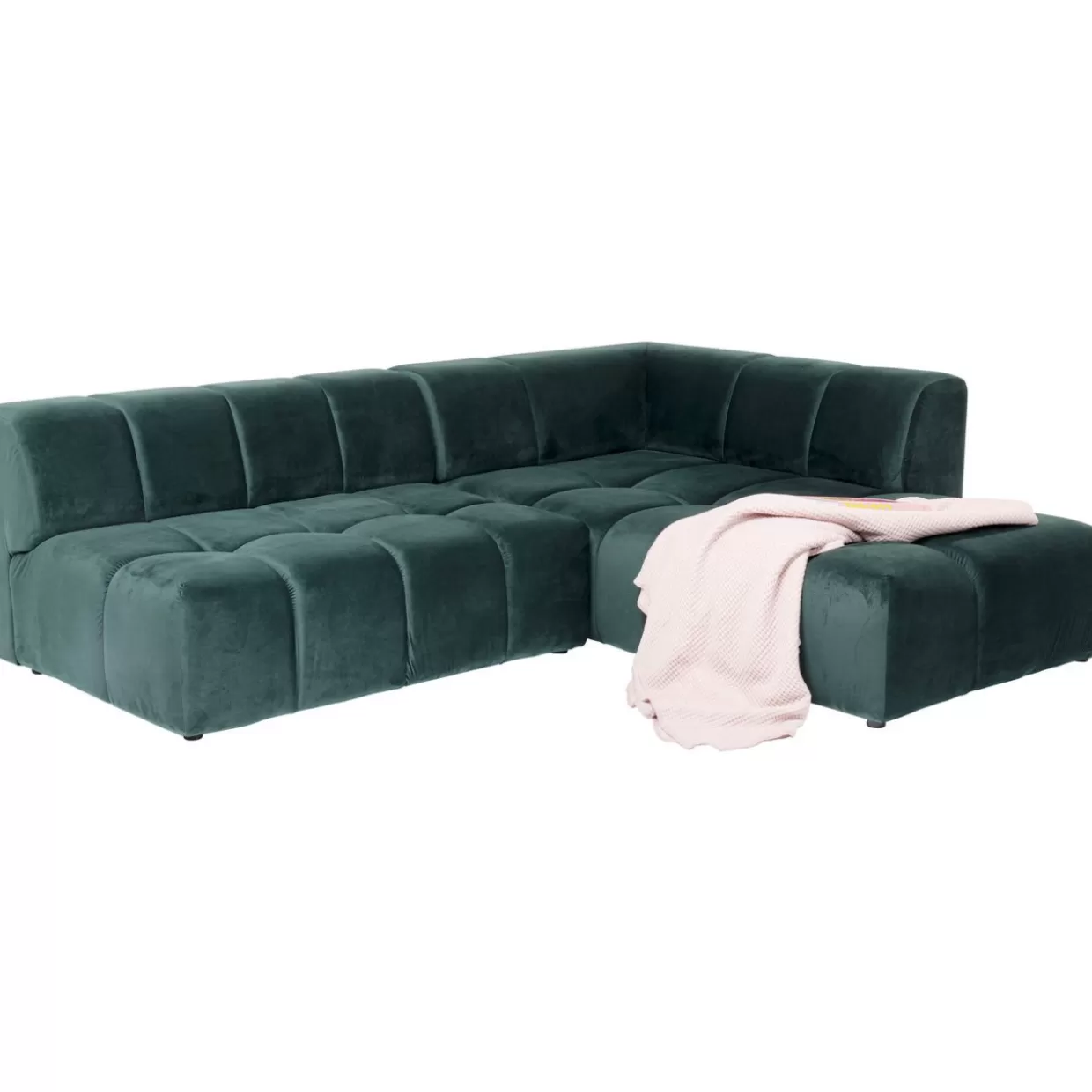 KARE Design - Divano Angolare Belami in Velluto Verde Foresta, Modulare Angolo Destro 265 cm - Sofà Elegante con Rivestimento Morbido

（