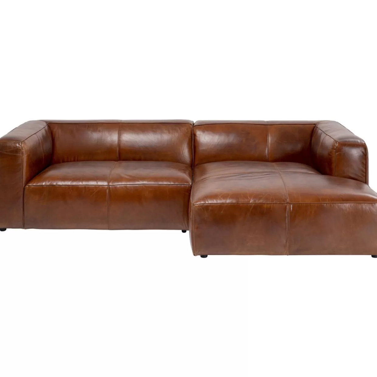 KARE Design Divani Moderni - Angolo Cubetto in Pelle Marrone Scuro, Confortevole per Soggiorno
