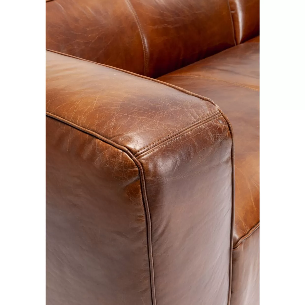 KARE Design Divani Moderni - Angolo Cubetto in Pelle Marrone Scuro, Confortevole per Soggiorno