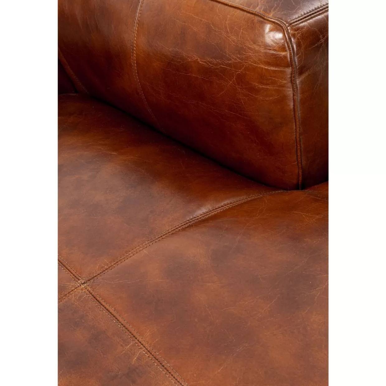 KARE Design Divani Moderni - Angolo Cubetto in Pelle Marrone Scuro, Confortevole per Soggiorno