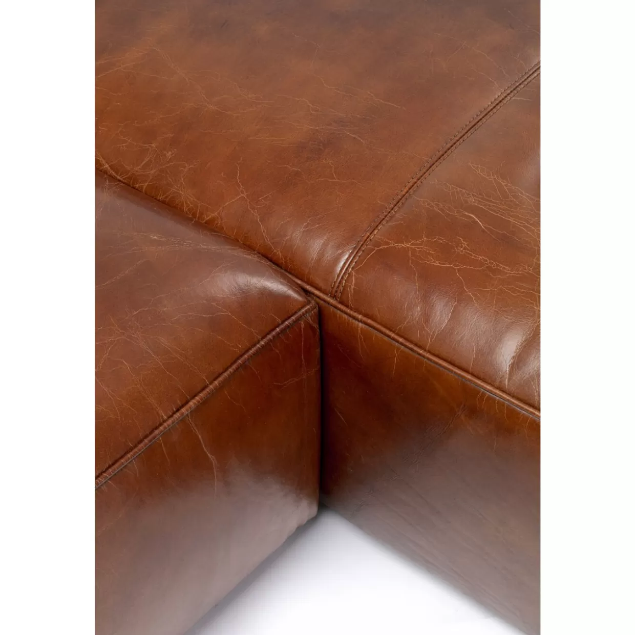KARE Design Divani Moderni - Angolo Cubetto in Pelle Marrone Scuro, Confortevole per Soggiorno