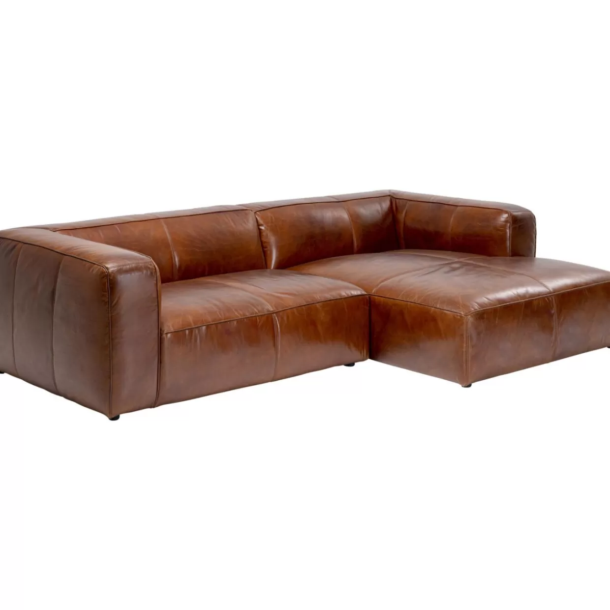 KARE Design Divani Moderni - Angolo Cubetto in Pelle Marrone Scuro, Confortevole per Soggiorno