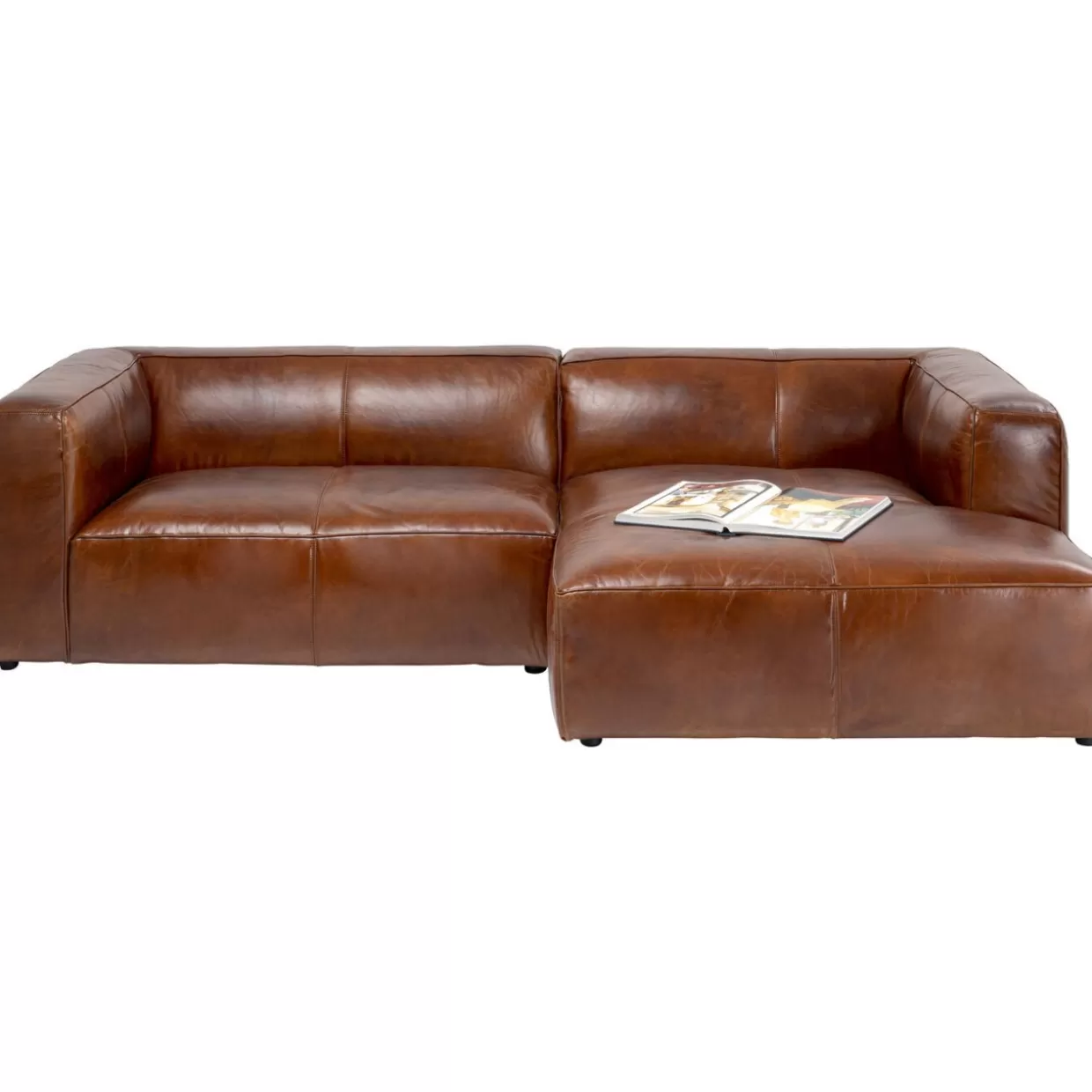 KARE Design Divani Moderni - Angolo Cubetto in Pelle Marrone Scuro, Confortevole per Soggiorno