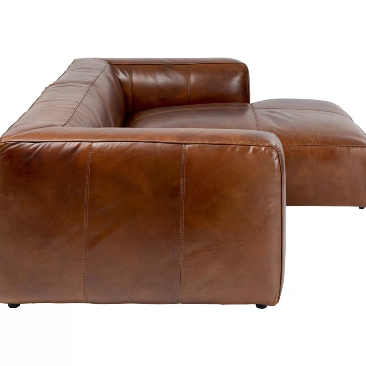 KARE Design Divani Moderni - Angolo Cubetto in Pelle Marrone Scuro, Confortevole per Soggiorno