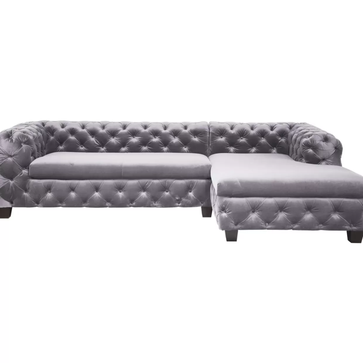 Divano angolare Desire in velluto grigio metallizzato - Design esclusivo KARE per salotti moderni