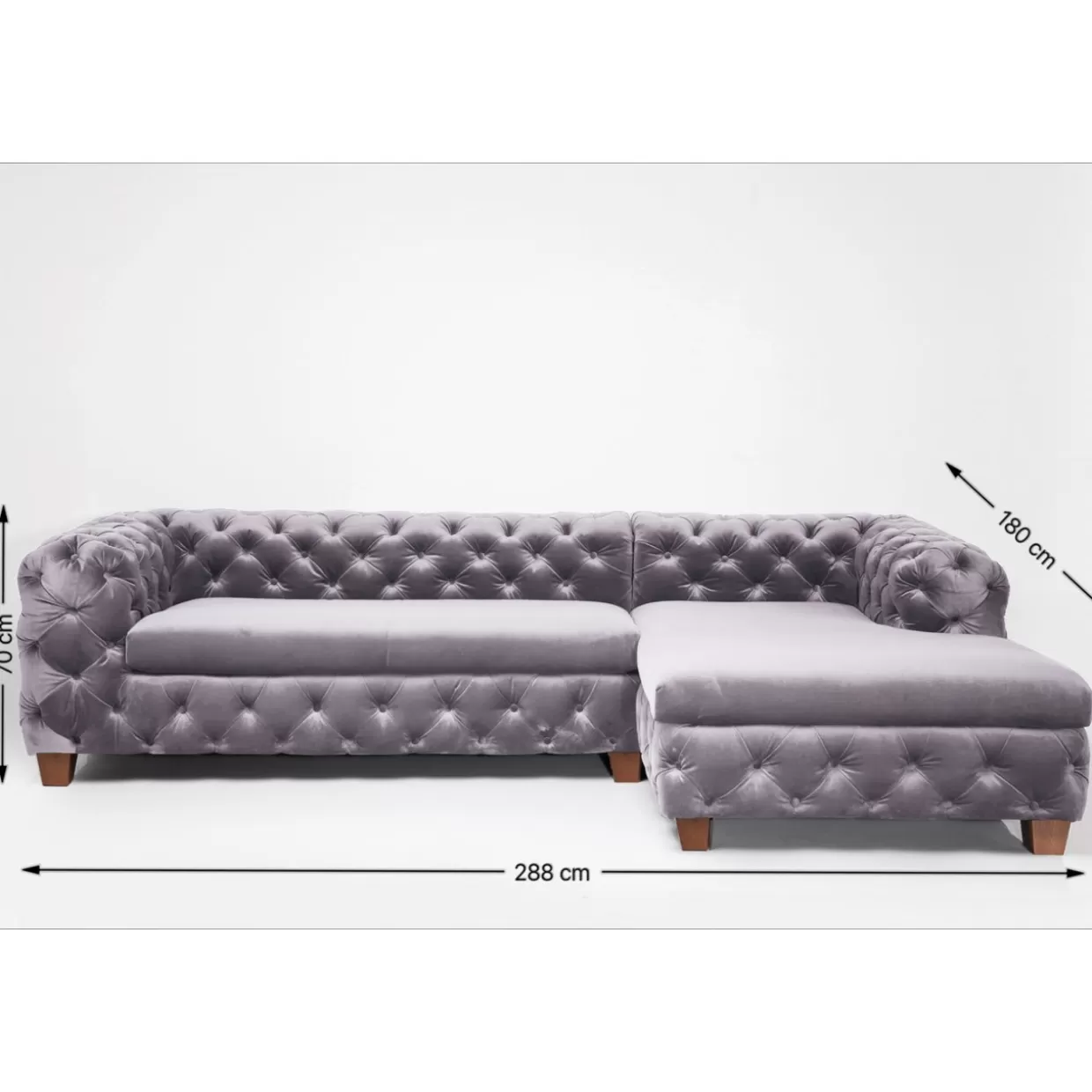 Divano angolare Desire in velluto grigio metallizzato - Design esclusivo KARE per salotti moderni