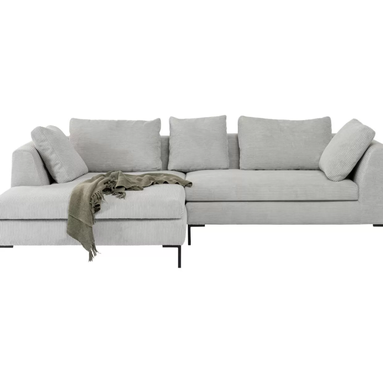 Divano Angolare Moderno Gianni in Tessuto Cord Grau - Design Funzionale per Soggiorno Contemporaneo | KARE-Design