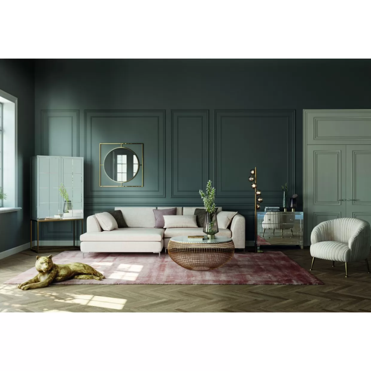 KARE Design: Divano Angolare Gianni in Tessuto Crema - Soluzioni Moderne per Soggiorni Accoglienti