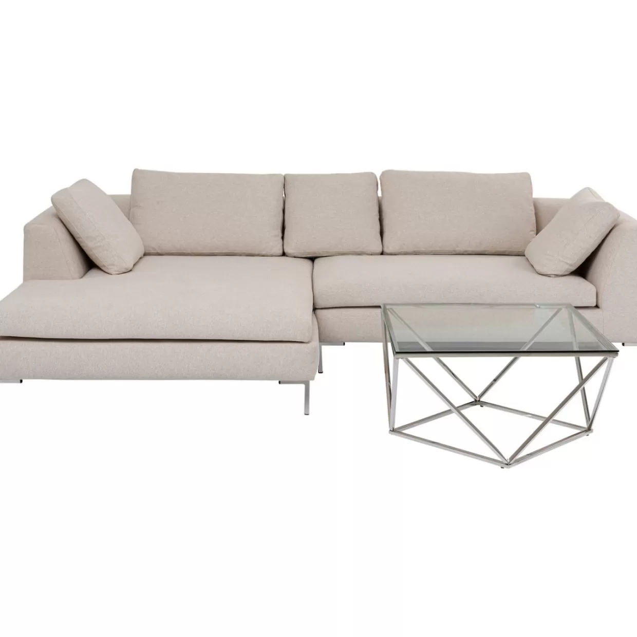 KARE Design: Divano Angolare Gianni in Tessuto Crema - Soluzioni Moderne per Soggiorni Accoglienti