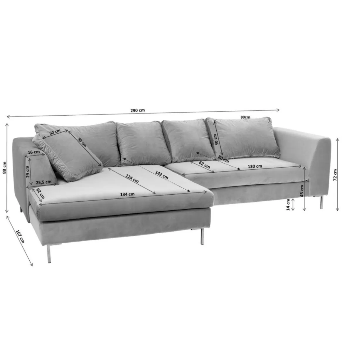 Divano Angolare Gianni in Crema - Design Moderno con Bracciolo Destro by KARE | Soluzioni Confortevoli per Arredamento Contemporaneo