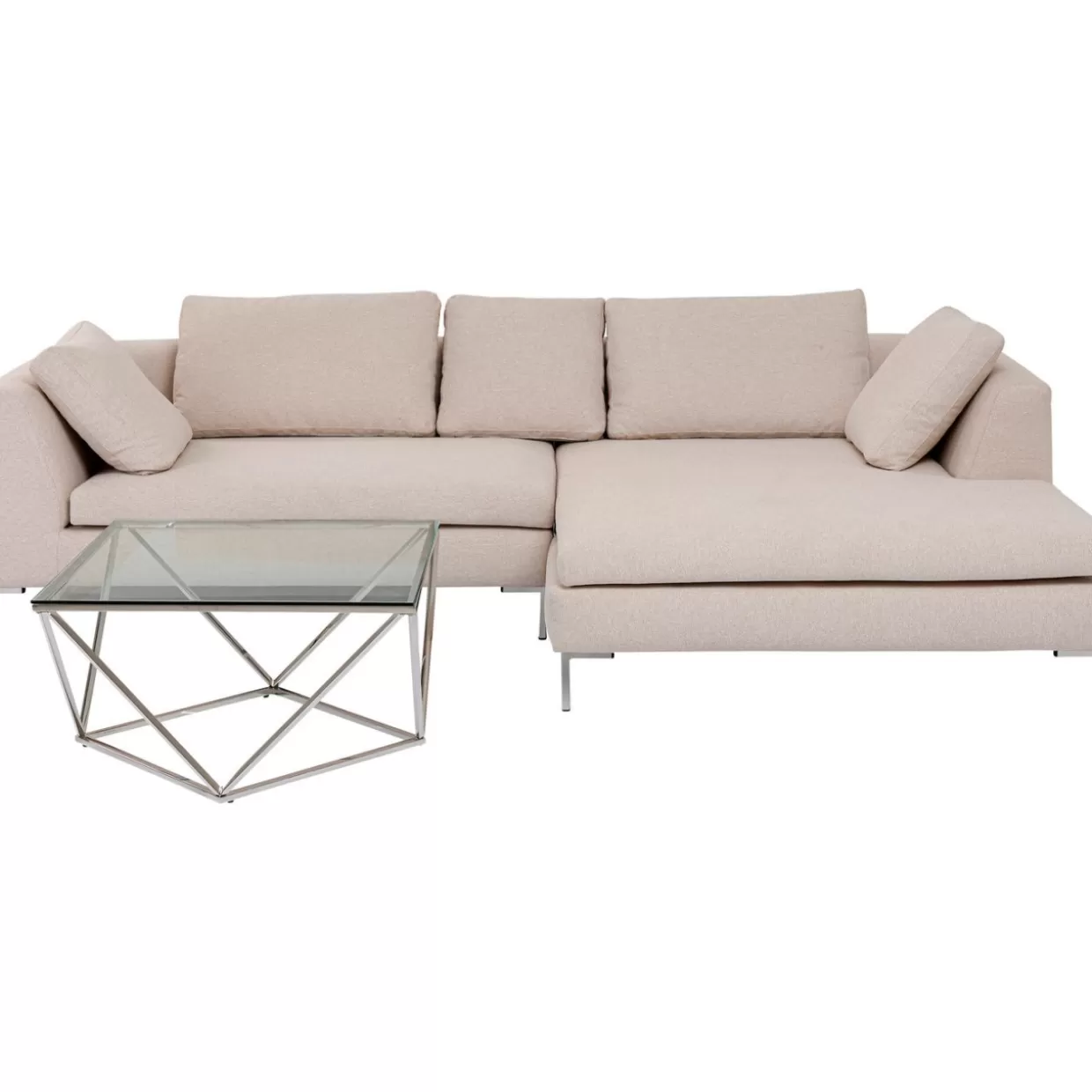 Divano Angolare Gianni in Crema - Design Moderno con Bracciolo Destro by KARE | Soluzioni Confortevoli per Arredamento Contemporaneo